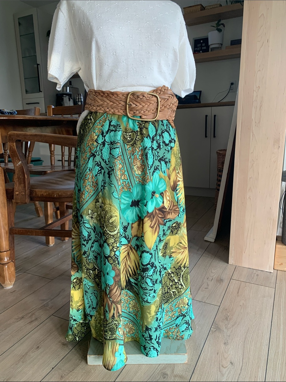 Vintage Y2K Midi Skirt | floral and animal print | boho flowy skirt